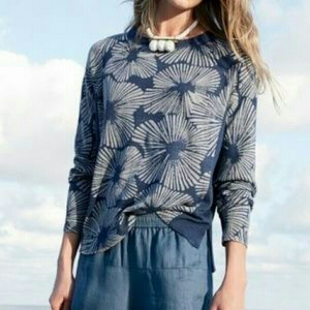 J Crew Linen swing Sweater Pinwheel Batik Large